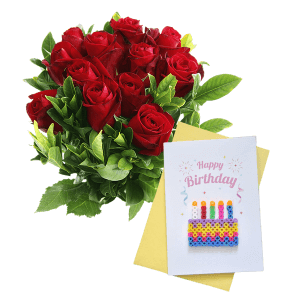 Red Bouquet with Greeting Card